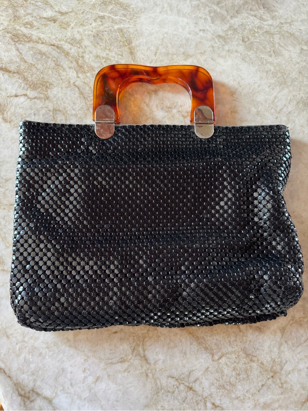 Vintage handbag with acrylic handles